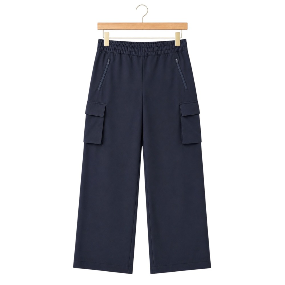 Beyond Yoga Cargo Pants Womens XS Navy Wide Leg Pull On Utility Athleisure